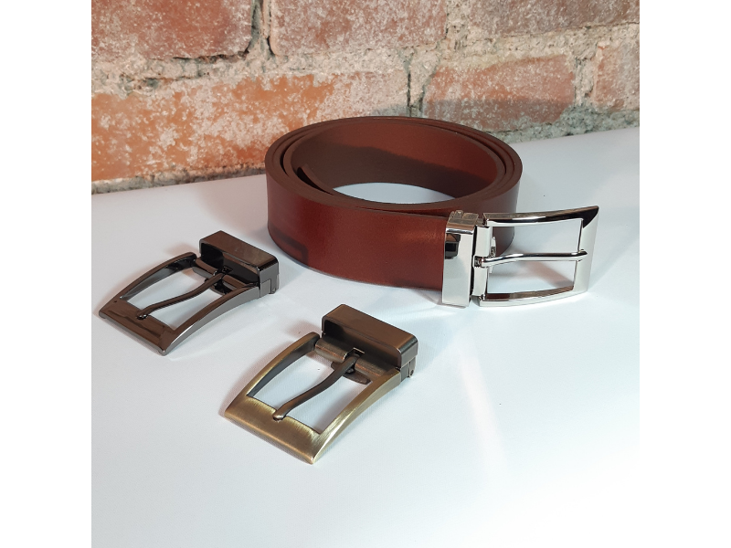 Ceinture en cuir tannage v g tal et boucles interchangeables
