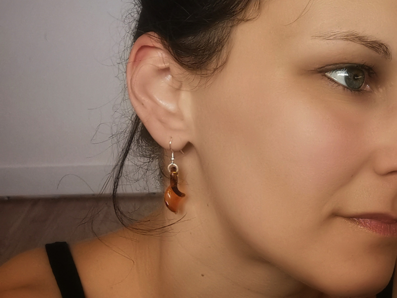 Boucles d'oreilles Feuille en verre
