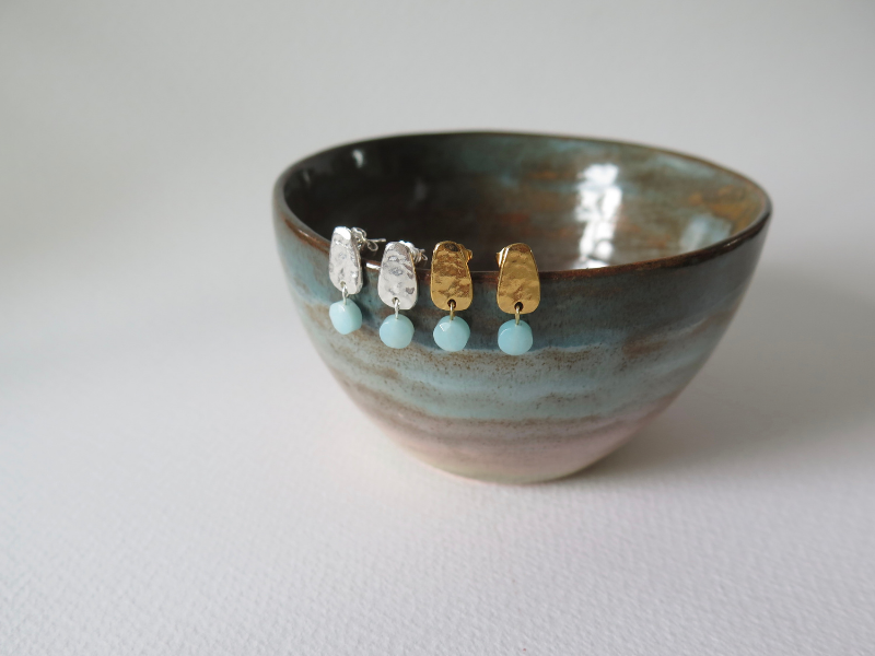 Boucles d’oreilles Amazonite ou Perle