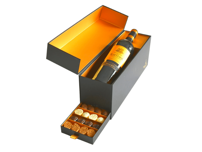 Coffret festif vin et mini-chocolats 50 pièces
