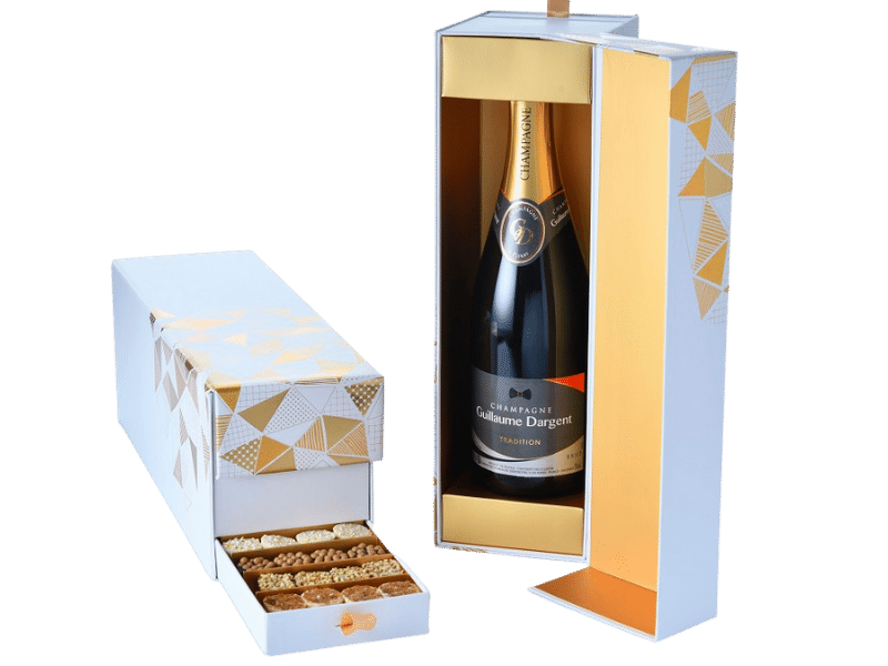 Coffret festif champagne et mini-chocolats 50 pièces