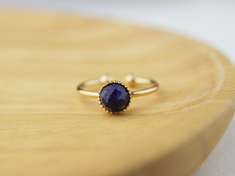 Bague plaqué or et pierre fine