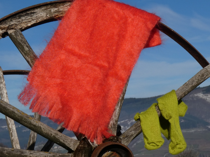 Une écharpe et une paire de chaussettes