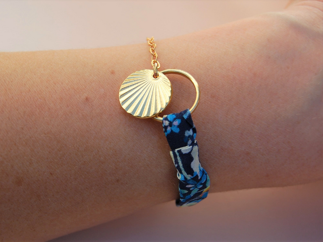 Bracelet Alban doré à l'or fin 24K en soie