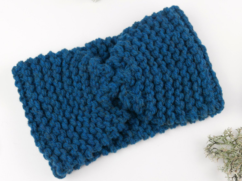 Bandeau laine de Mérinos tricoté à la main