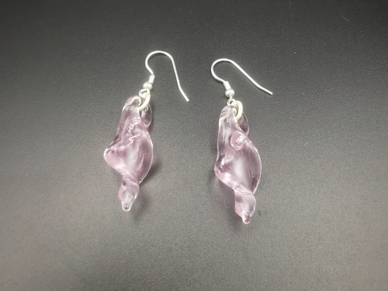 Boucles d'oreilles Feuille en verre