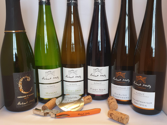 Coffret vin d'Alsace 6 bouteilles blanc, rouge et pétillant AOC Gewurztraminer, Riesling, Crémant