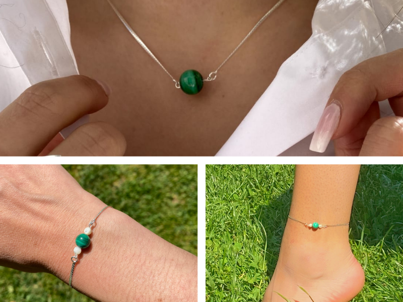 Collier, bracelet et chaine de cheville