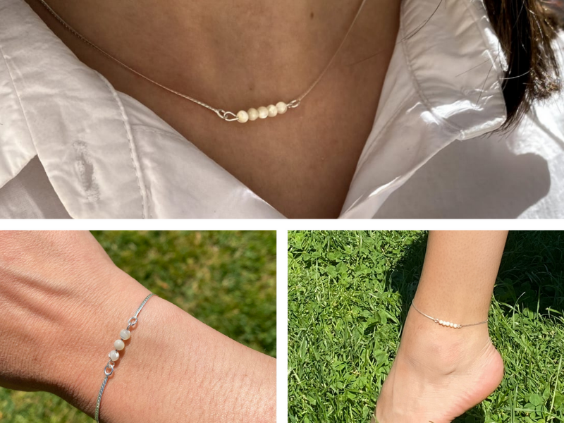 Collier, bracelet et chaine de cheville