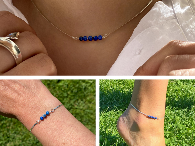 Collier, bracelet et chaine de cheville