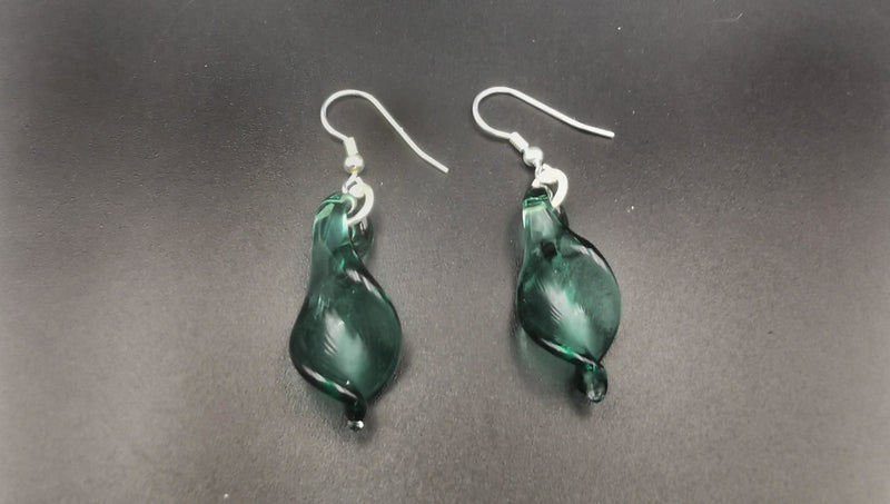 Boucles d'oreilles Feuille en verre