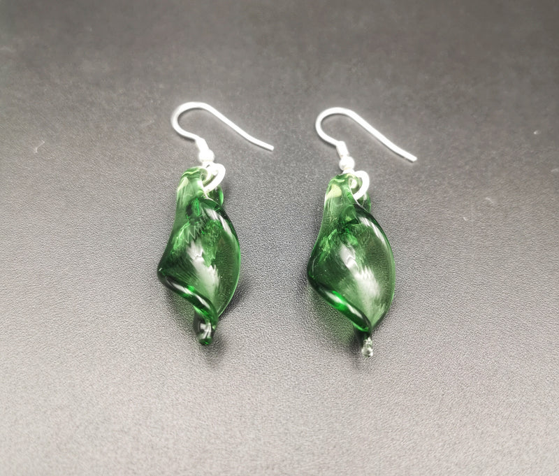 Boucles d'oreilles Feuille en verre