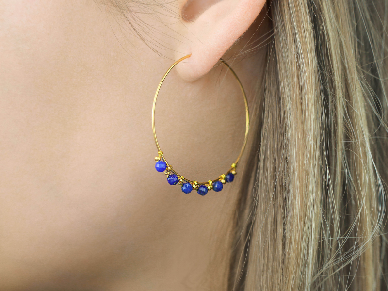 Boucles d'oreilles créoles pierres naturelles