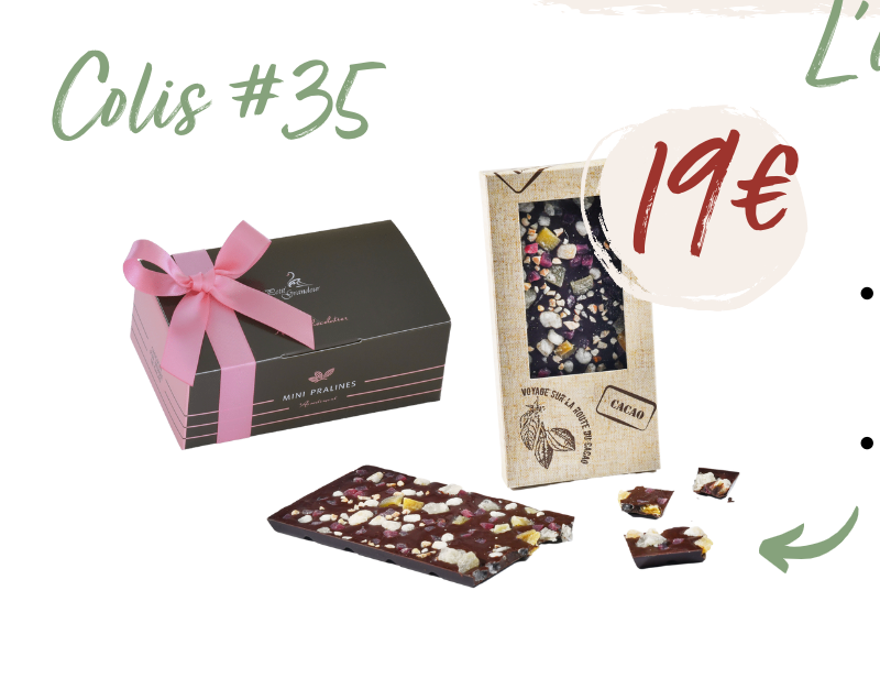 Ballotin de chocolats 250g et tablette chocolat noir 80g