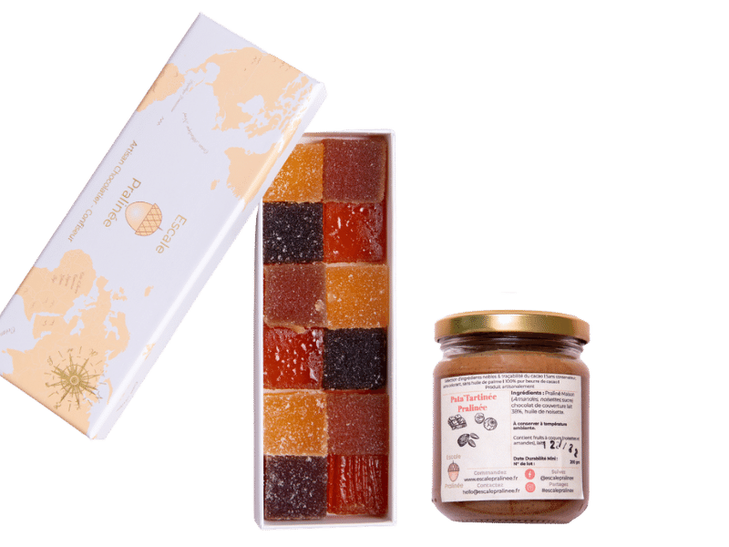 Colis gourmand de 12 pâtes de fruit + 1 pâte à tartiner artisanale