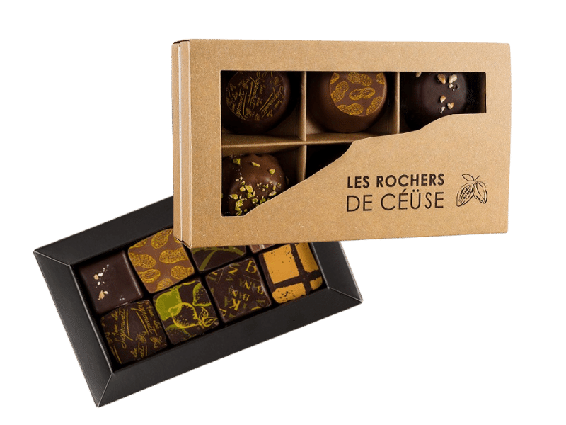 Coffret chocolaté Réglette 8 chocolats et 6 mini Rochers de Ceüse