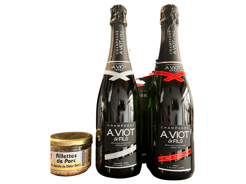 Coffret champagne et rillettes de porc artisanales