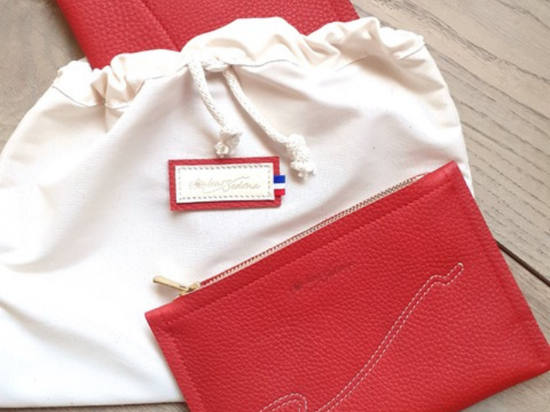 Lot de 2 pochettes cuir de veau grainé