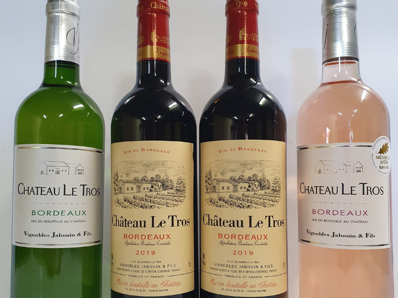 Coffret vin de Bordeaux 4 bouteilles blanc et rosé AOC Bordeaux rouge