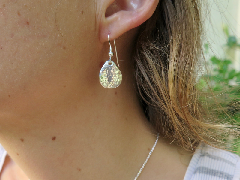 Boucles d'oreilles pétales martelés or ou argent