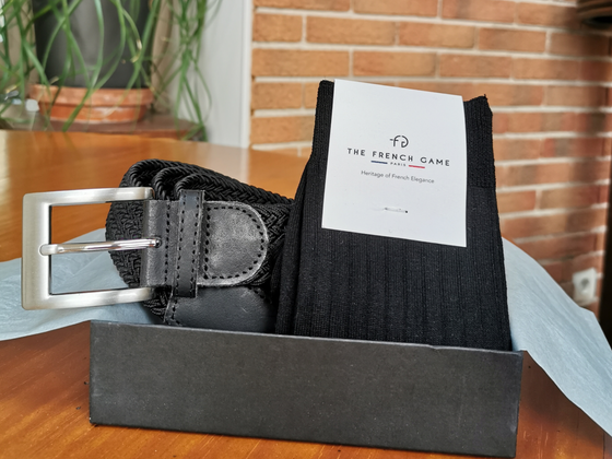 Coffret ceinture tressée artisanale et chaussettes en fil d'écosse