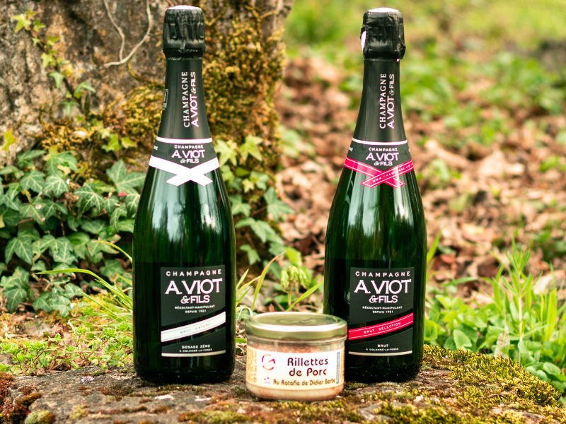 Coffret champagne et rillettes de porc artisanales