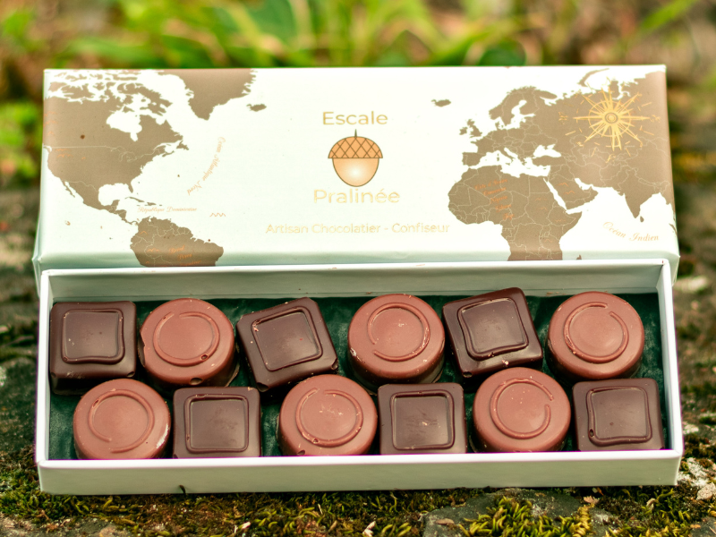 Colis gourmand de 12 chocolats pralinés