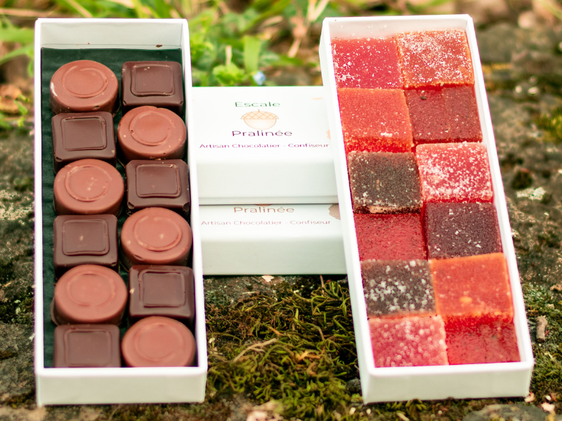 Colis gourmand Pâtes de fruit et chocolats pralinés artisanaux