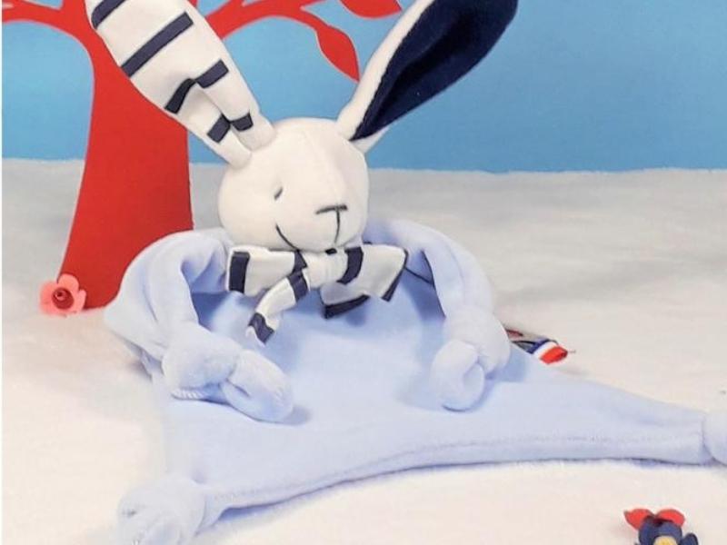 Doudou lapin noeud pap'