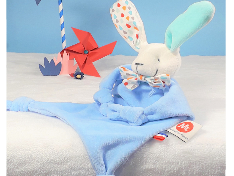 Doudou lapin noeud pap'