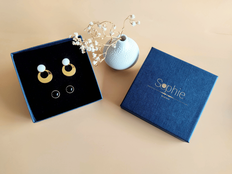 Duo boucles d'oreilles en nacre et agate