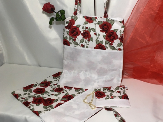 Tote bag réversible et pochette assortie