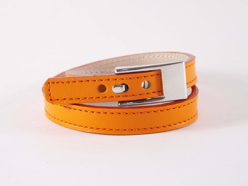 Bracelet cuir double tour, avec fermoir argenté